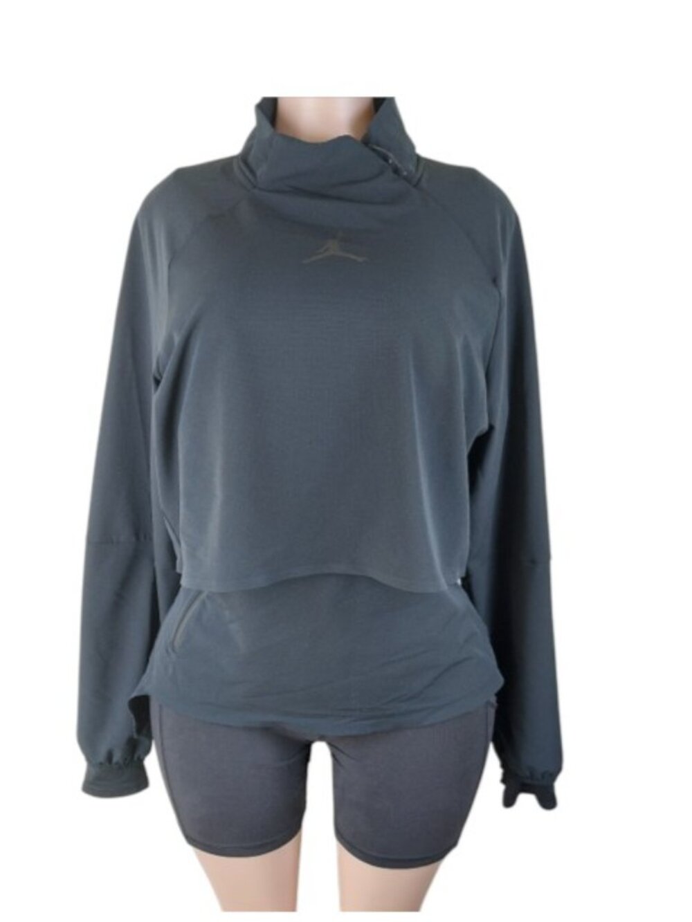 Jordan Mens  Black 23 Tech Shield Logo Mock Neck Basic Jacket Size M